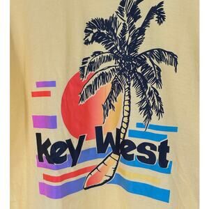 Vintage Key West Florida Ringer T Shirt Men Size XL Yellow Tropical, 100% Cotton